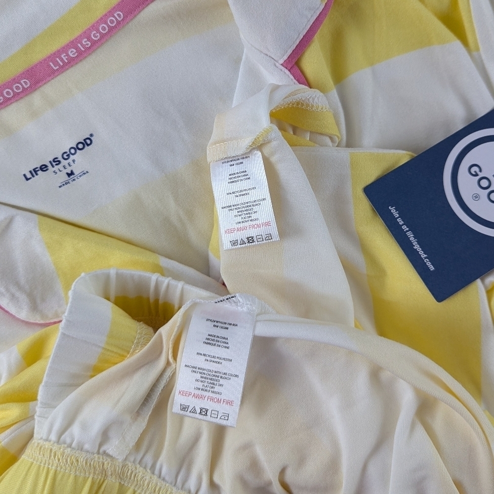 Life Is Good Brew Crew Coffee PJ Set Button Front Short Sleeve Top Shorts M NWT - Picture 2 of 10